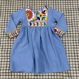 Cheeni Girls Embroidered Denim Dress